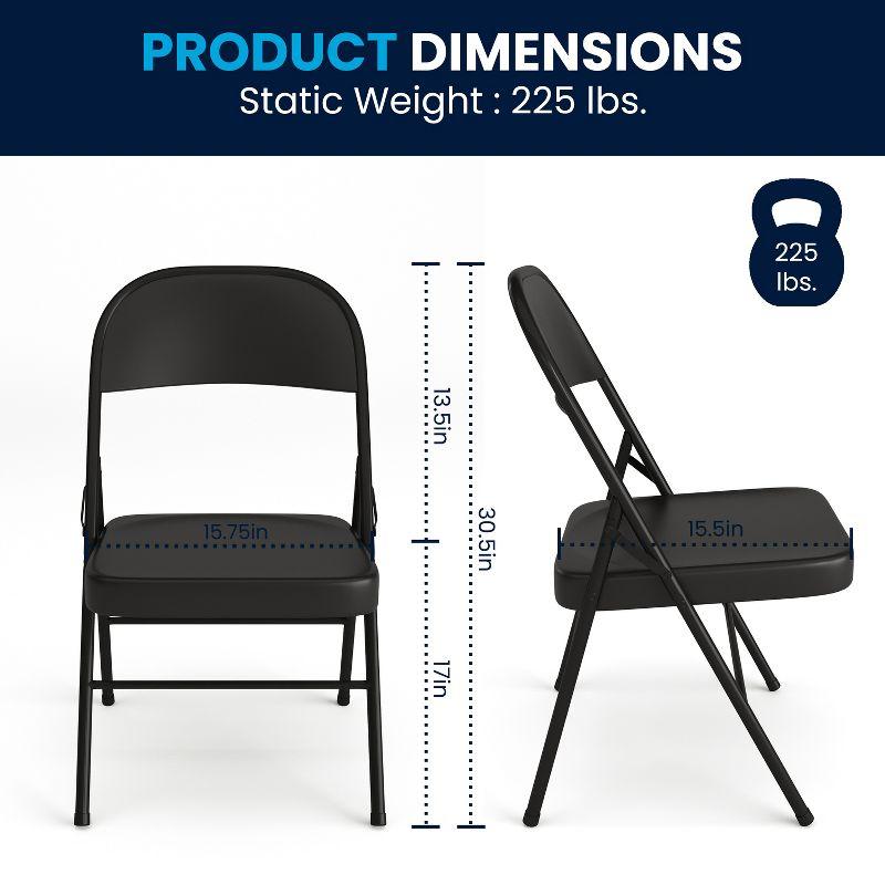 Black 18 Gauge Steel Mid-Back Folding Chair with Cushions