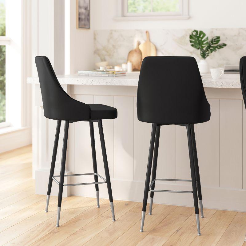 Merrick Lane Modern Upholstered Dining Stools with Chrome Accented Metal Frames and Footrests