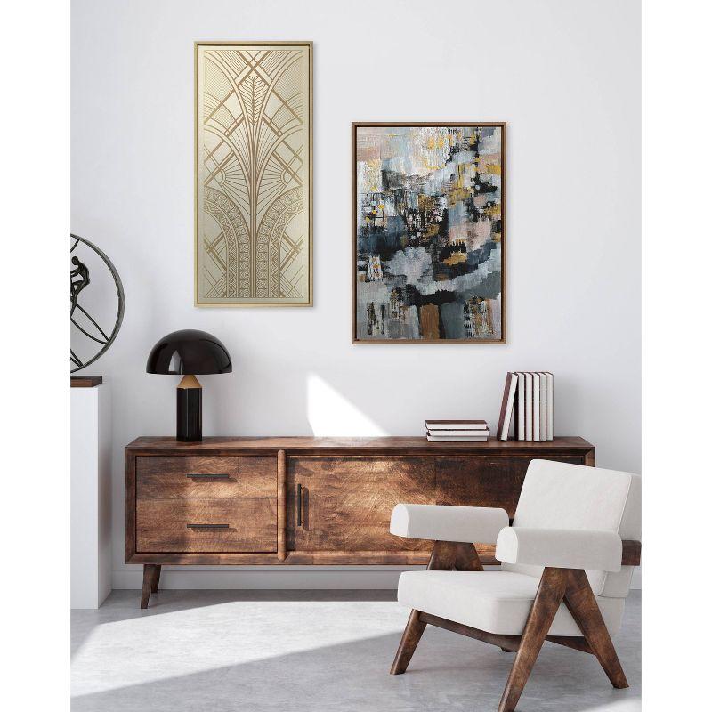 Kate & Laurel All Things Decor 18"x40" Sylvie Retro Art Deco Glam Abstract Framed Metallic Canvas Wall Art by The Creative Bunch Studio