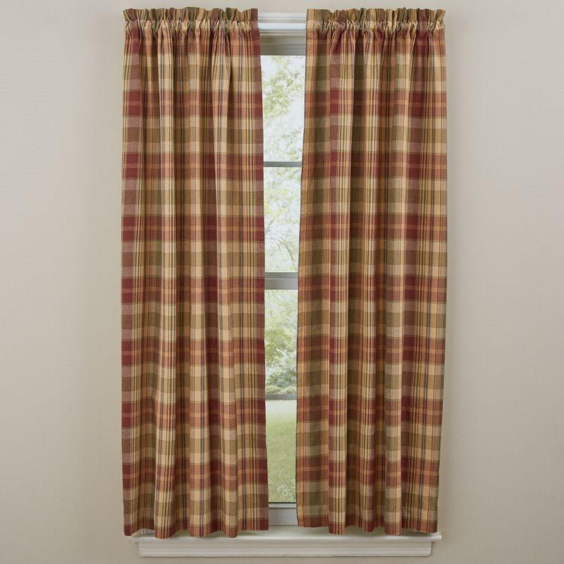 Saffron Red and Beige Cotton Light-Filtering Curtains