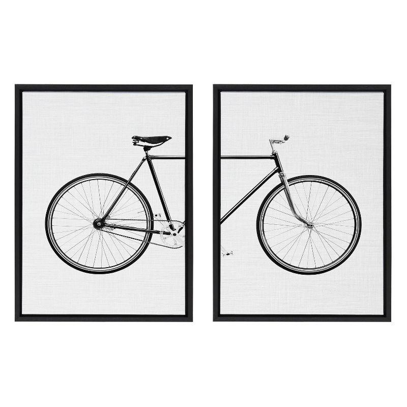 Kate and Laurel Sylvie Bicycle Framed Canvas by Simon Te of Tai Prints, 2 Piece 18x24, Black