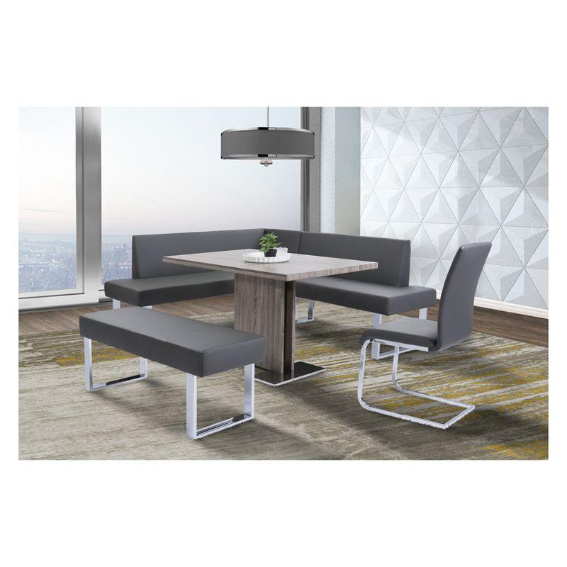 Amanda Contemporary Nook Corner Dining Bench: Chrome Legs, Padded Seat - Armen Living