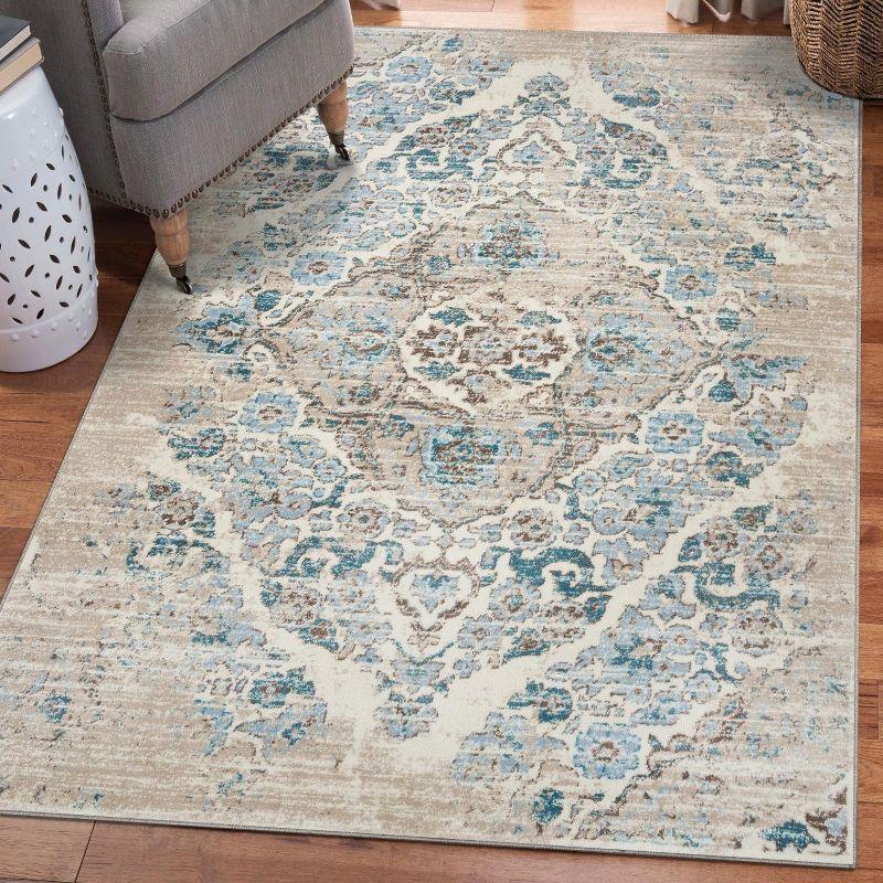 Luxe Weavers Victoria Collection Cream 4x5 Floral Area Rug
