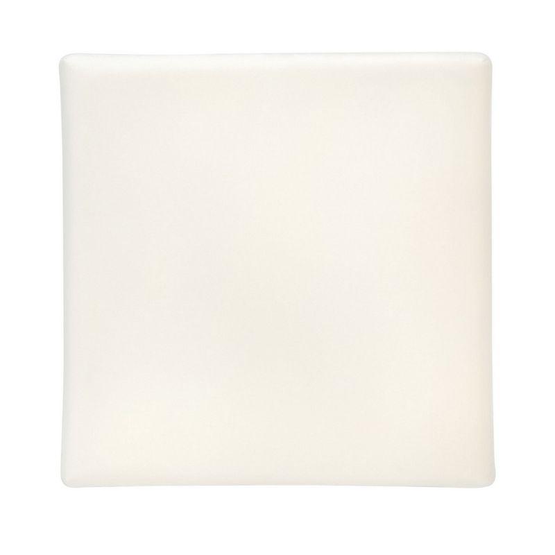 Elegant Transitional 17" White and Gold Velvet Square Ottoman