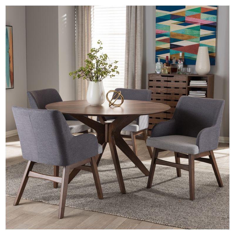 Monte 5-Piece Contemporary Grey/Walnut Round Dining Set