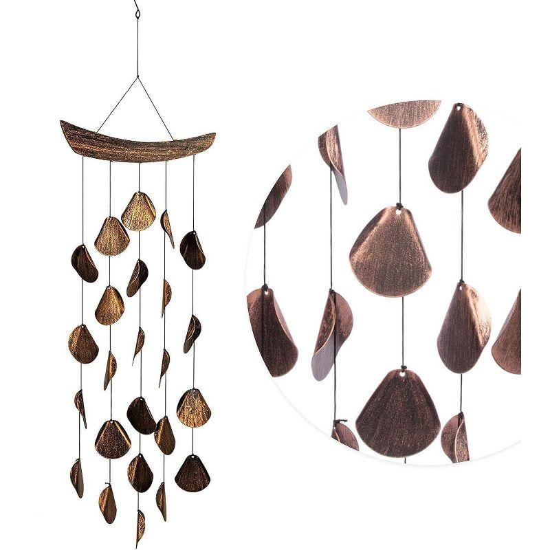 VP Home 30" H Iron Shimmering Mandala Wind Chimes for Outside, Brown