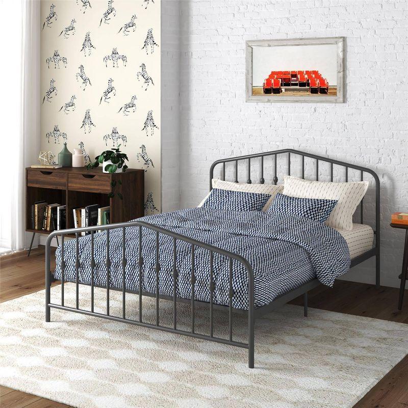 Bushwick 60'' Gunmetal Gray Full Metal Bed with Upholstered Headboard