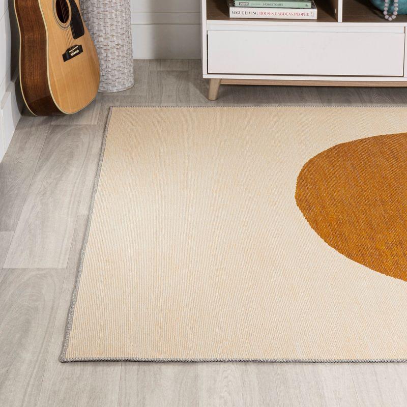 9' x 12' Cirkel Minimalist Geometric Dot Machine-Washable Area Rug, Cream/Rust - JONATHAN Y