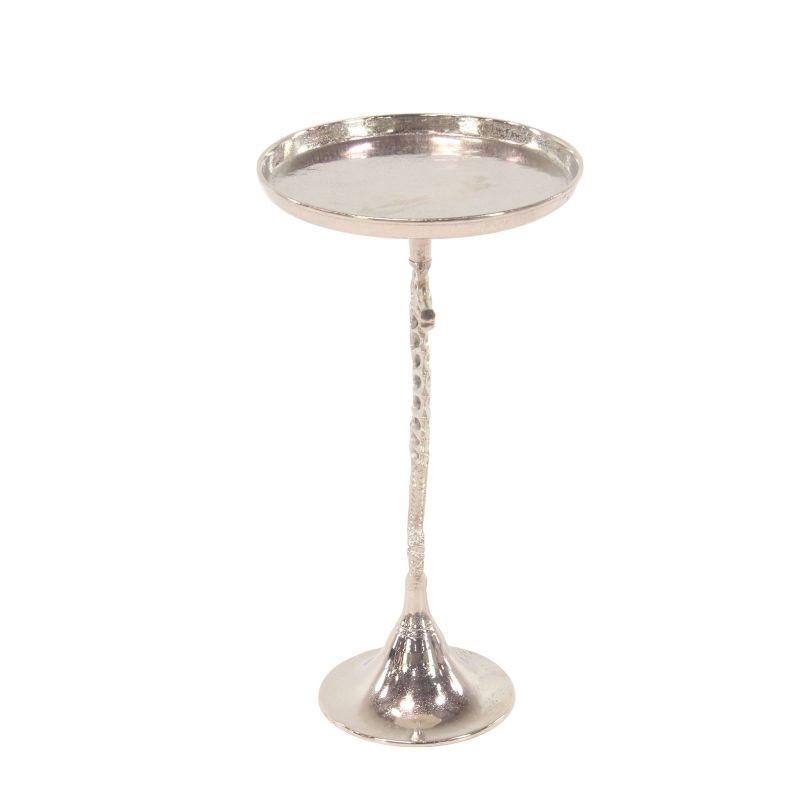 Coastal Charm Seahorse Pedestal Accent Table in Silver Aluminum