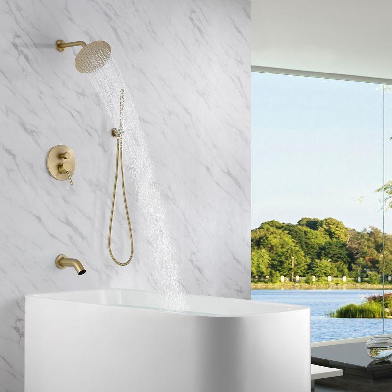 Brushed Gold Brass Rain Shower System with Handheld