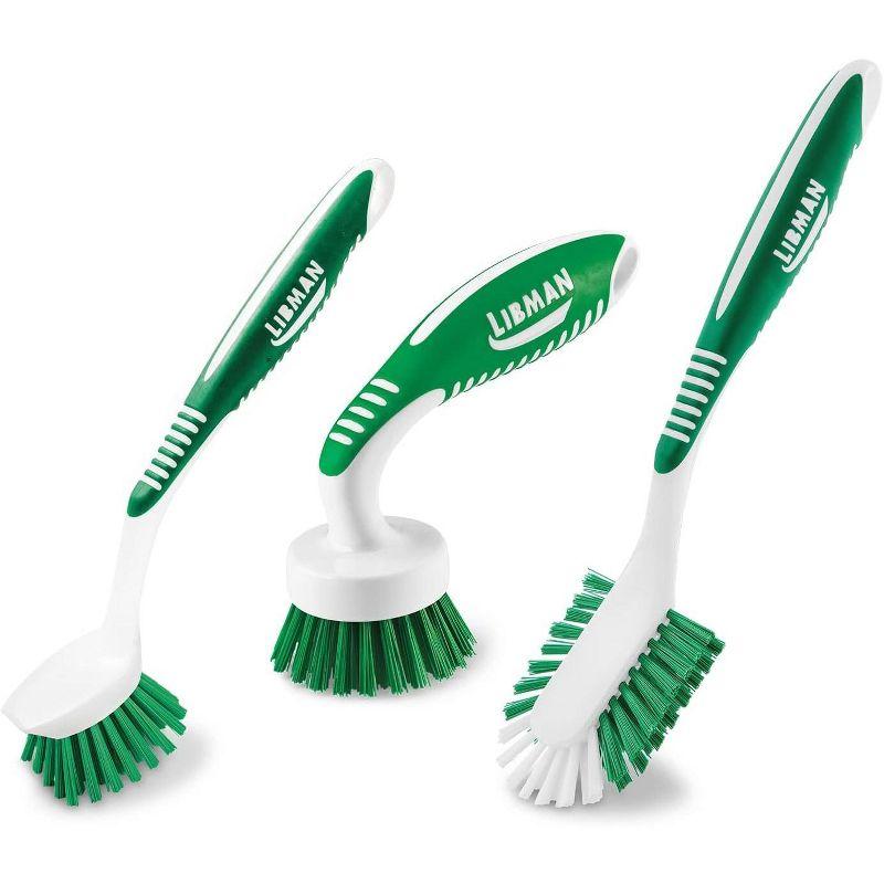 Libman Green and White 3-Piece Kitchen Scrub Brush Kit