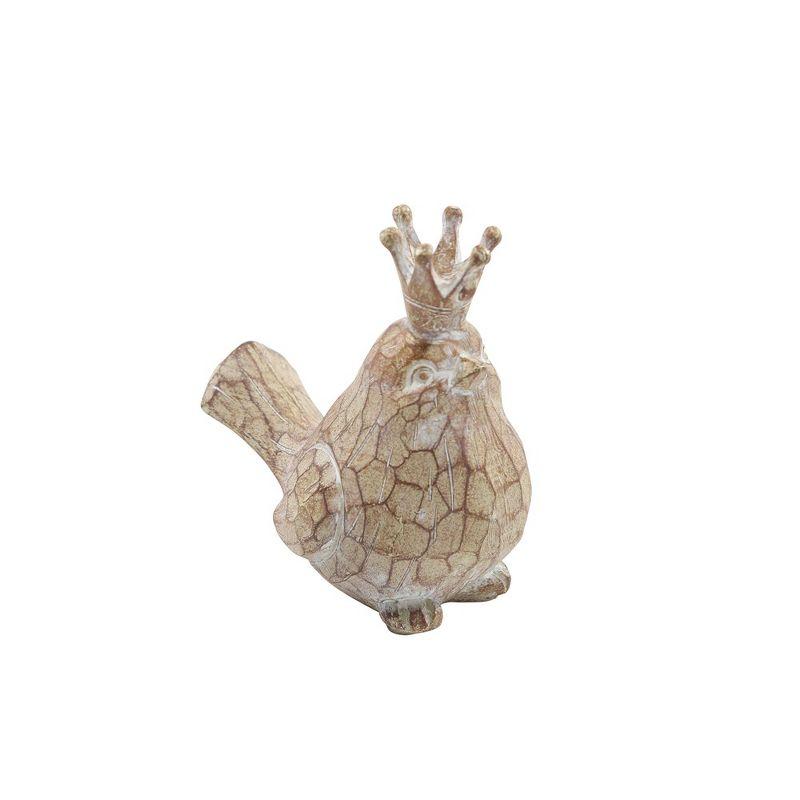 Sagebrook Home Set of 2 Gold Bird Figurines - Contemporary Polyresin 4" Royal Bird with Crown Home Decor - Office or Home Decorative Accent