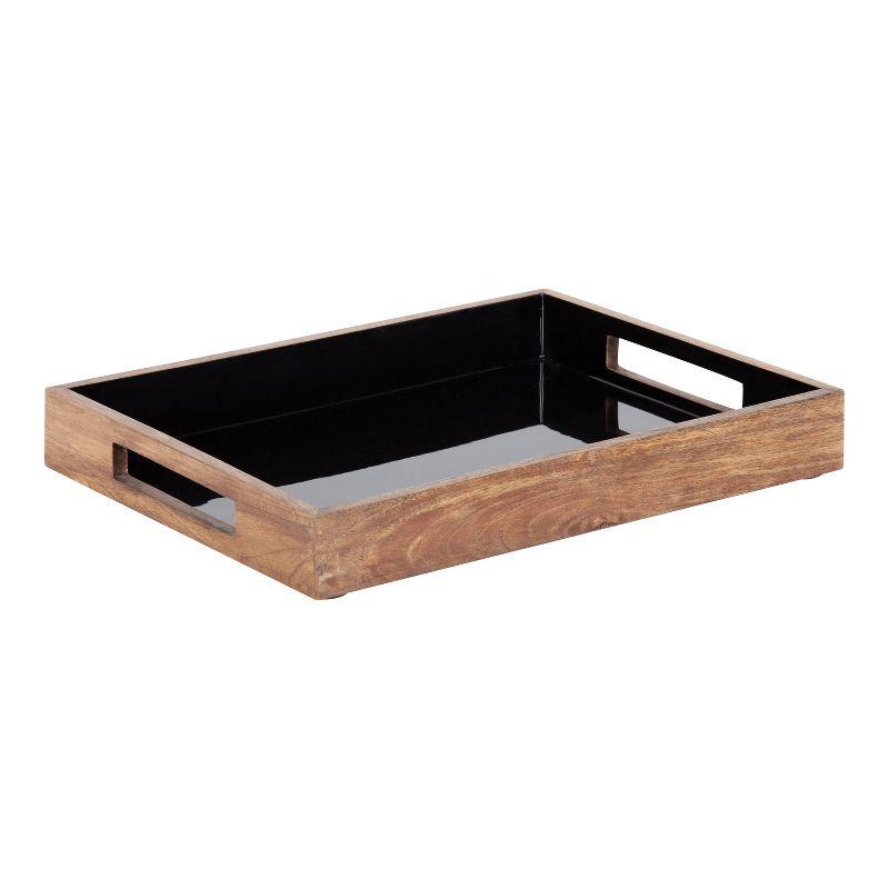 Ehrens Rectangular Natural and Black Mango Wood Tray