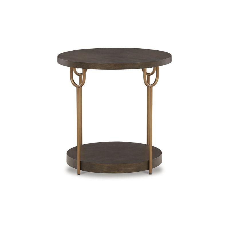 Signature Design by Ashley Contemporary Brazburn End Table Dark Brown/Gold Finish