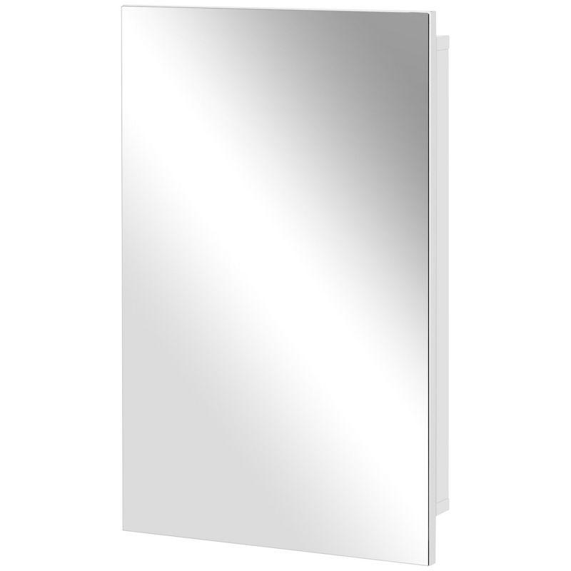 kleankin Recessed Medicine Cabinet with Mirror, Bathroom Mirror Cabinet Wall Mounted with Single Door and Storage Shelves, White