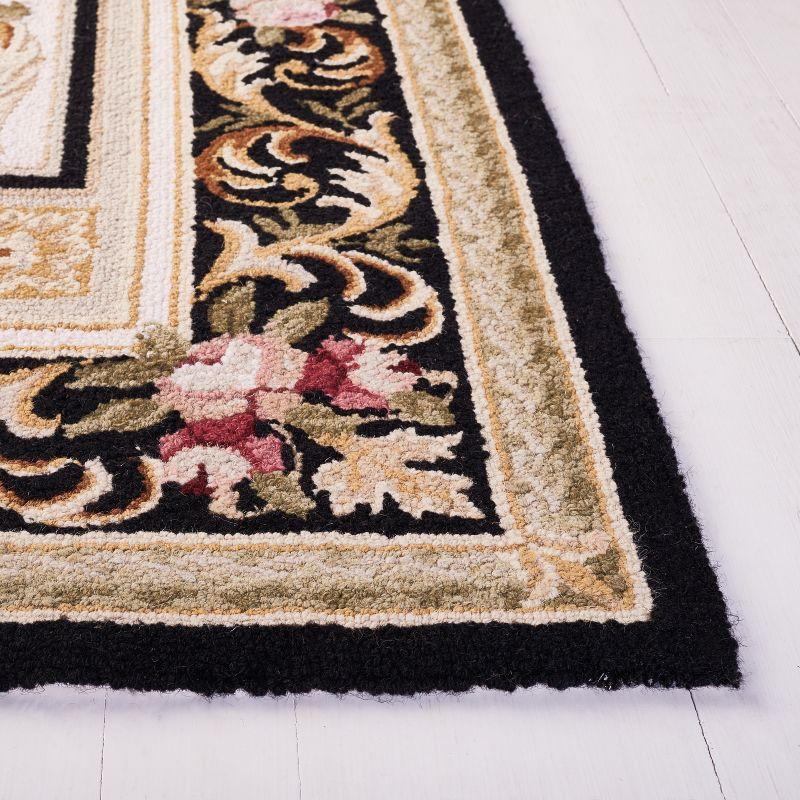 Ivory and Black Hand-Knotted Wool Area Rug