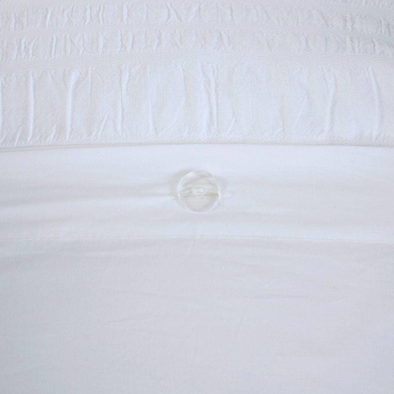 Nicolette White Standard Cotton 200 TC Seersucker 4-Piece Duvet Cover Set