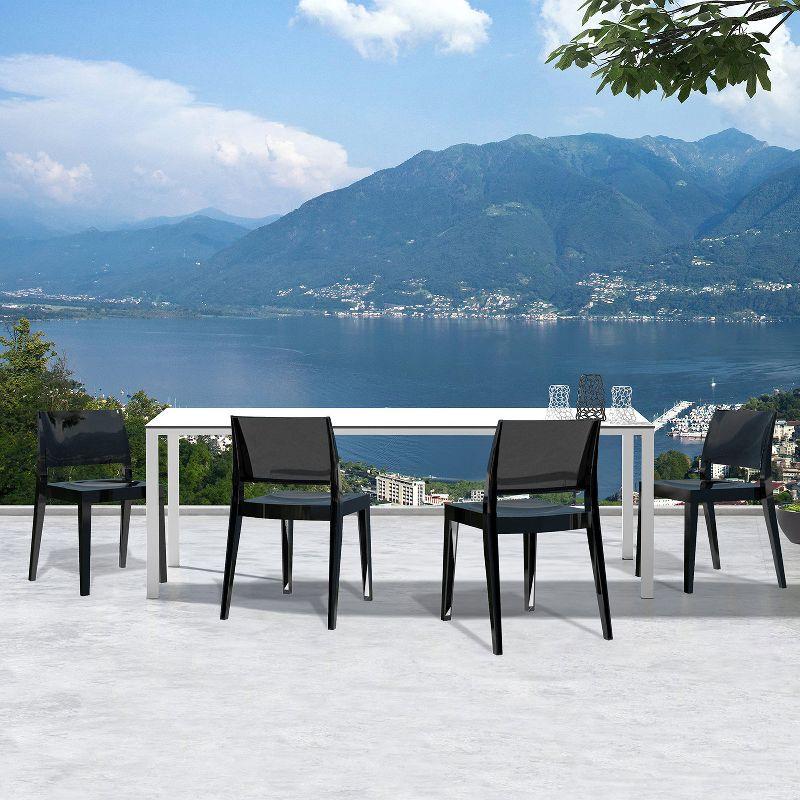 WRGHOME Palermo Modern Outdoor/Indoor Plastic Resin Stacking Patio Dining Chairs  (Set of 2) - BLACK