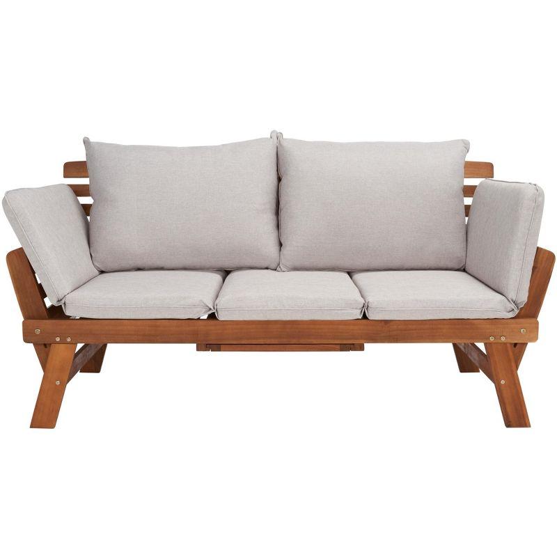 Emely Natural Wood Outdoor Daybed with Light Grey Cushions