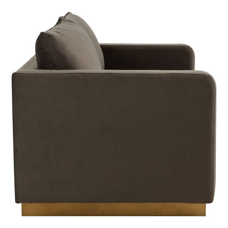 LeisureMod Nervo Mid-Century Modern Upholstered Velvet Loveseat with Gold Frame