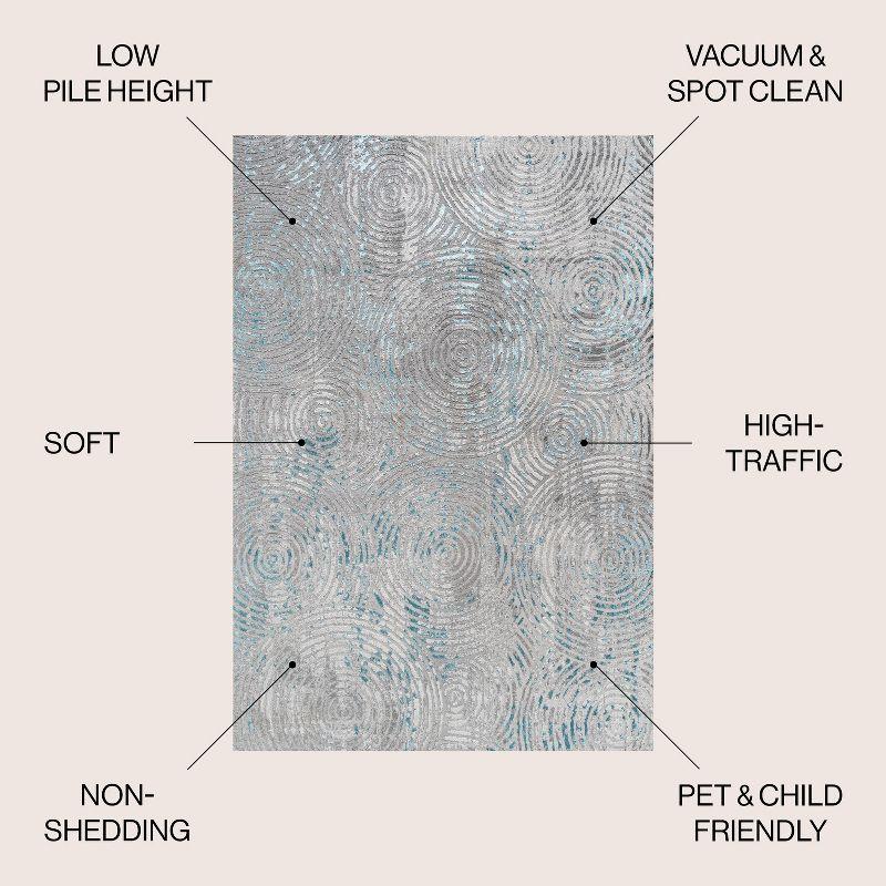 8'x10' Timeworn Modern Abstract Area Rug, Gray/Turquoise - JONATHAN Y