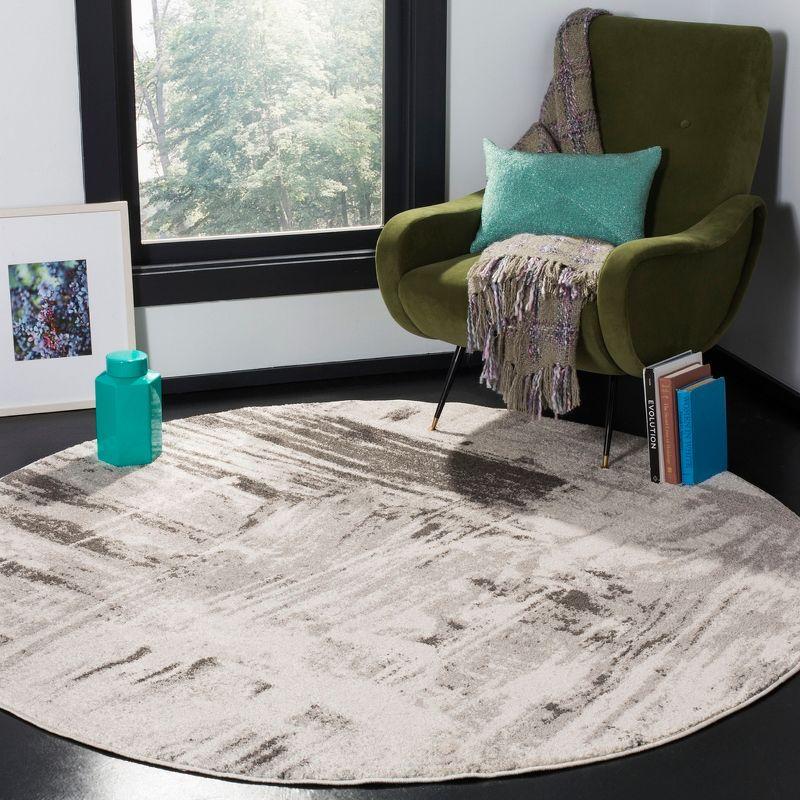 Adirondack ADR133 Machine Made Indoor Area Rug - Ivory/Grey - 6' Round - Safavieh