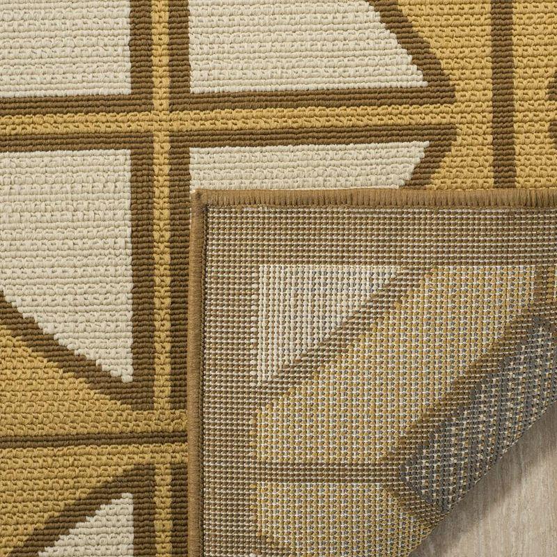 Ivory and Camel Geometric Outdoor Area Rug