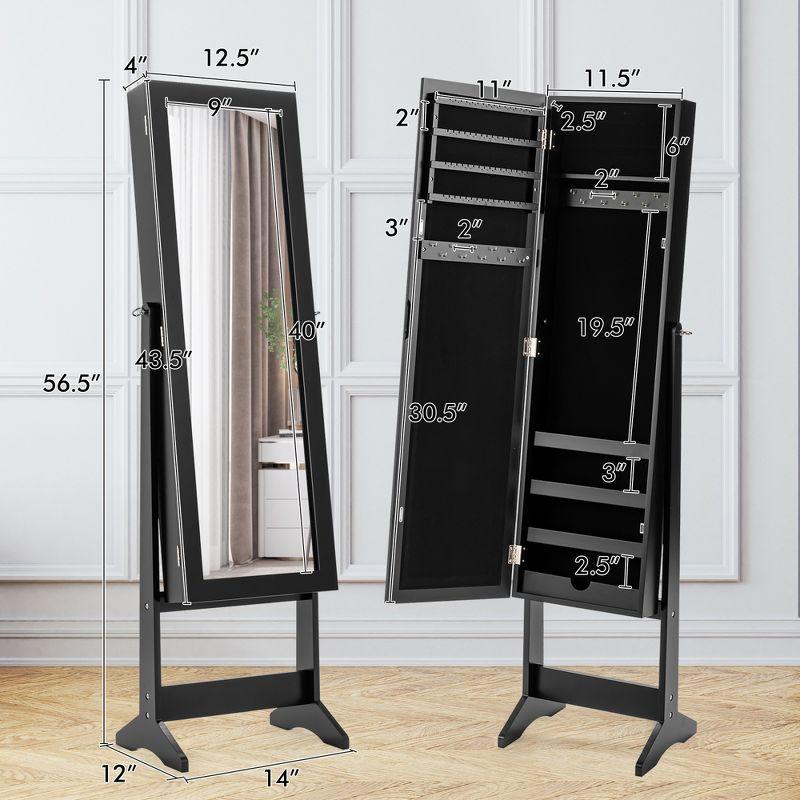 Costway Jewelry Mirrored Cabinet Armoire Organizer Storage Box with Stand Christmas Gift Coffee