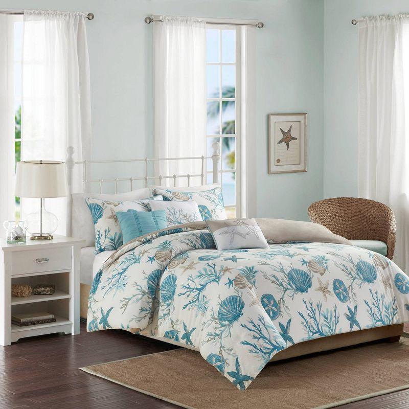 Pebble Beach 6 Piece Cotton Sateen Coastal Duvet Cover Set