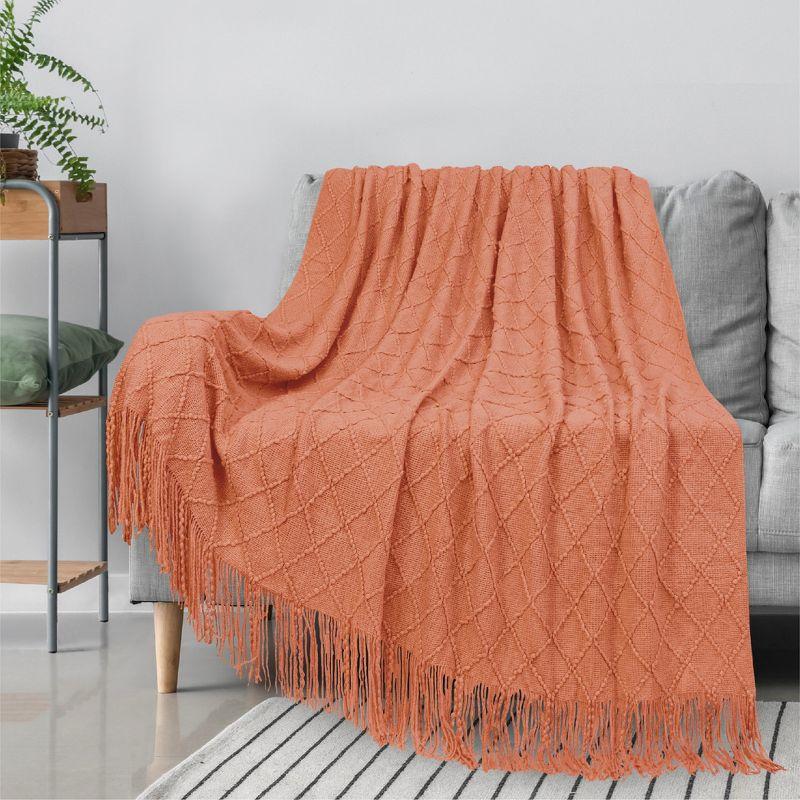 PAVILIA Knit Textured Soft Throw Blanket for Sofa, Living Room Decor, and Bed