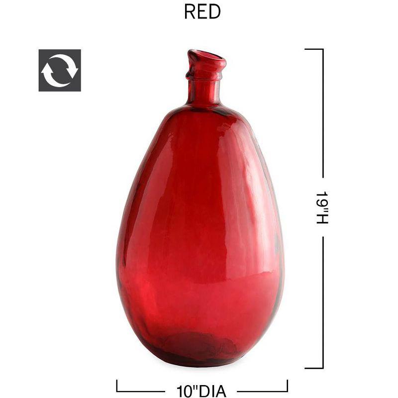 VivaTerra Recycled Tall Glass Balloon Vase, 19" - Red