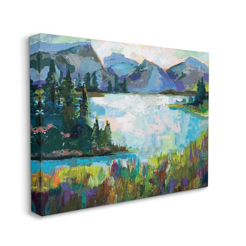 Large Abstract Mountains and Lake Landscape Canvas Art