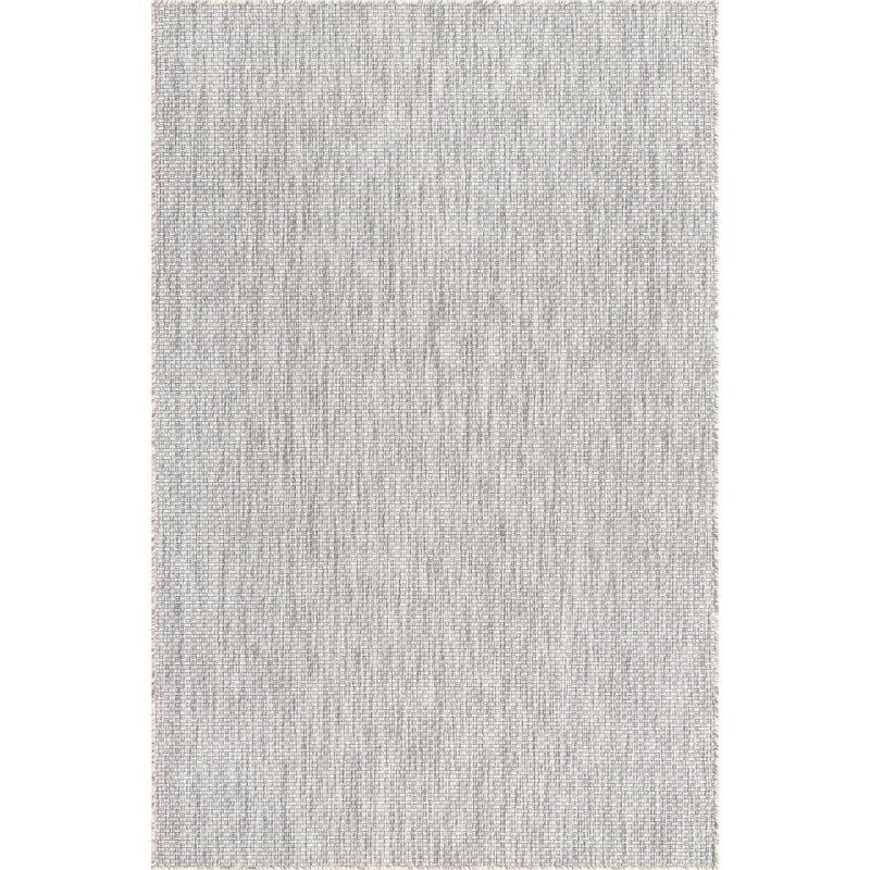 Light Gray Synthetic 5'3" x 8' Outdoor Flat-Woven Rug