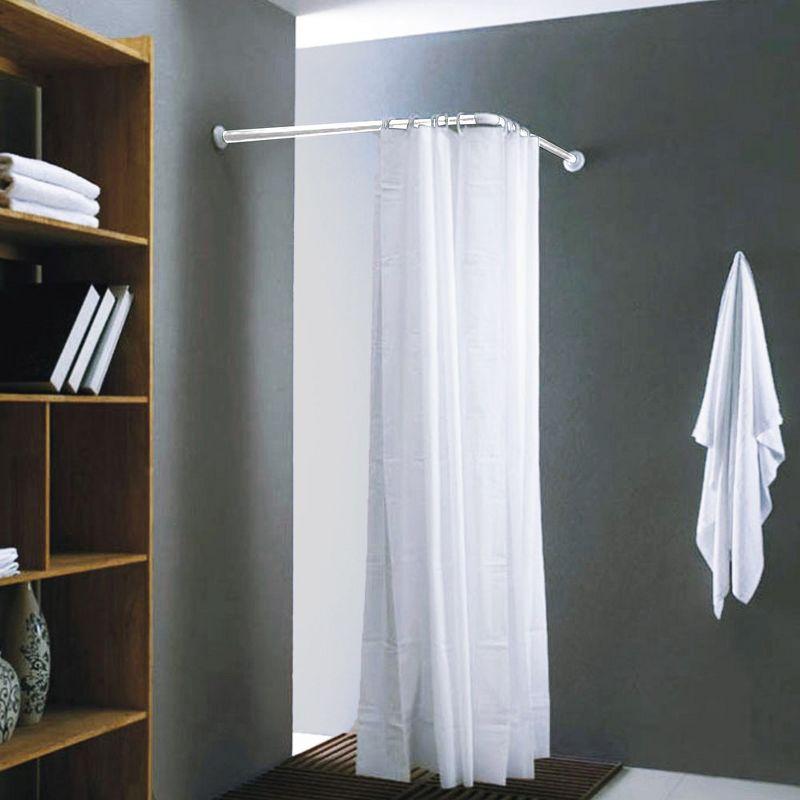 Evideco French Home Goods Wall-Mounted Corner Shower Curtain Rod, 35.4 x 35.4 Inches, White & Chrome Color Options Available