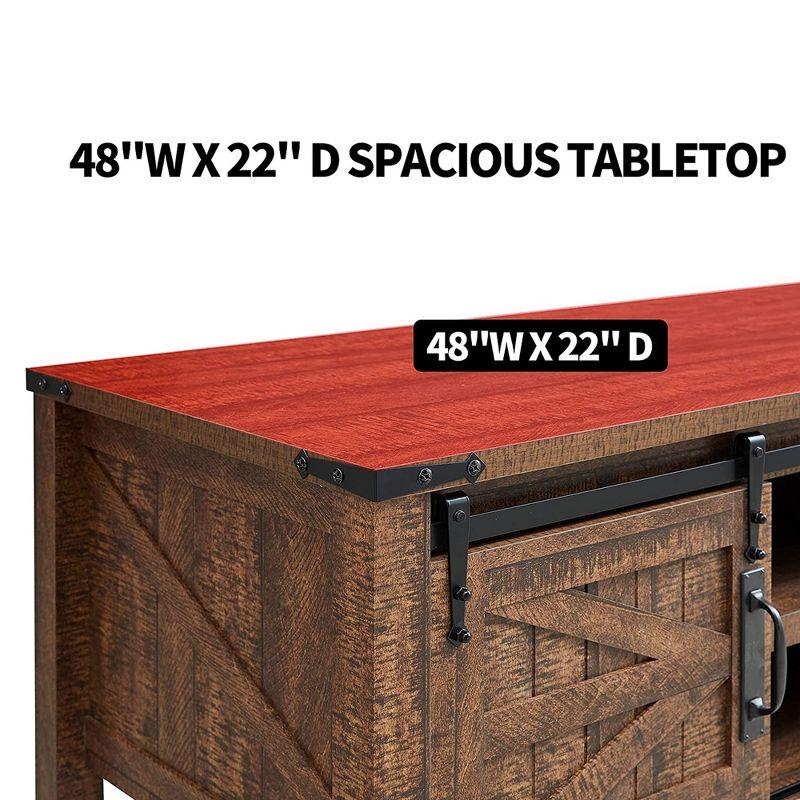 OKD Farmhouse Sturdy Coffee Table with Sliding Barn Doors and Storage Shelves for Living Room, Den, Family Room, or Office, Reclaimed Barnwood