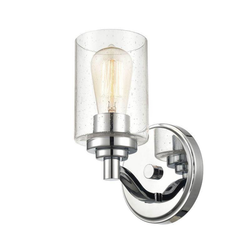 Chrome Cylinder Outdoor Wall Sconce with Glass Shade