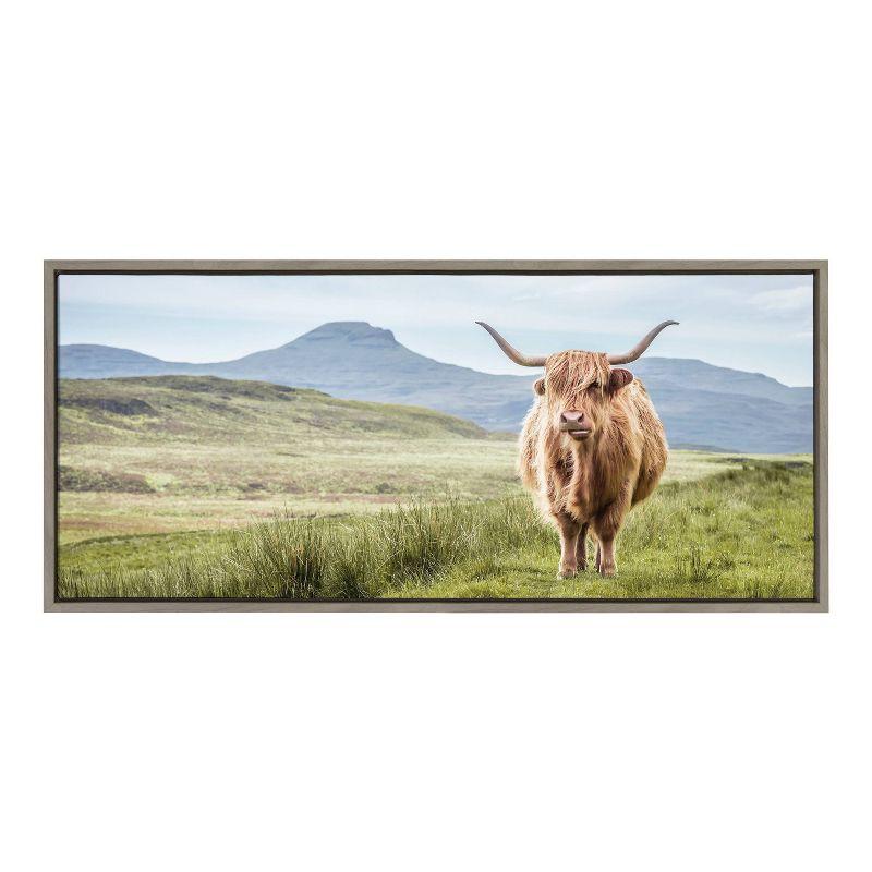 Sylvie Highland Cow Mountain Landscape by The Creative Bunch Studio Framed Wall Canvas - Kate & Laurel All Things Decor