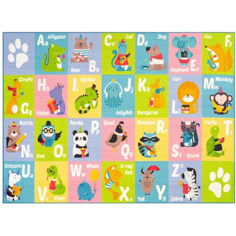 KC CUBS Boy & Girl Kids ABC Alphabet Animal Educational Learning & Fun Game Play Area Non Slip Nursery Bedroom Classroom Rug Carpet, 3' 3" x 4' 11"
