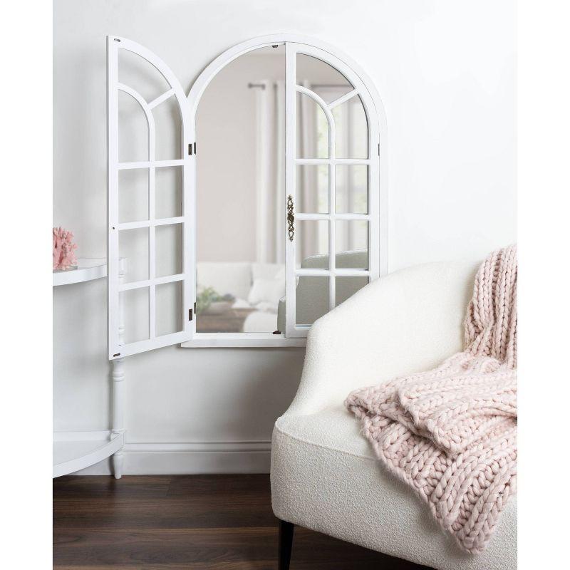28"x44" Boldmere Arch Wall Mirror White - Kate & Laurel All Things Decor: Rustic Farmhouse Windowpane