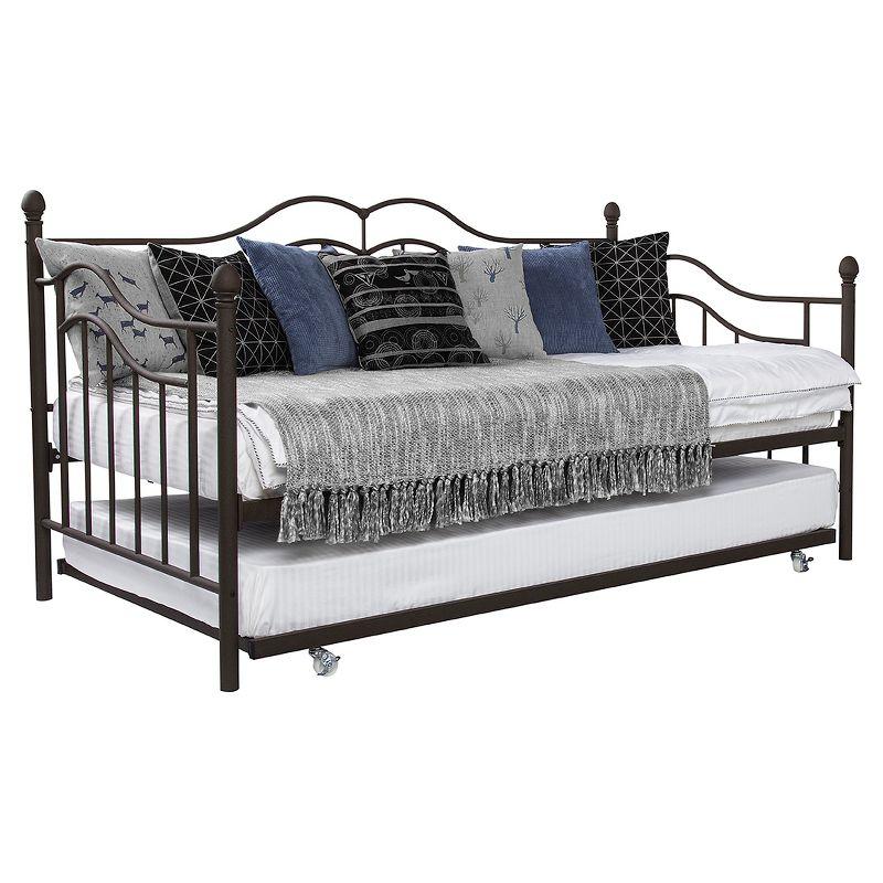 Bronze Twin Metal Daybed with Trundle and Headboard