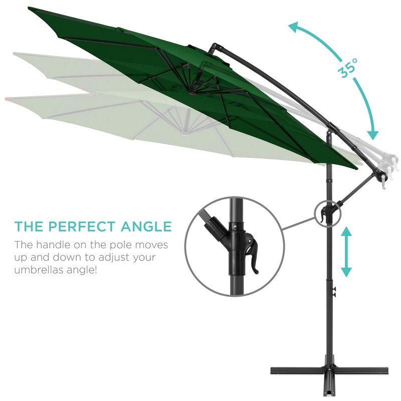 Best Choice Products 10ft Offset Hanging Outdoor Market Patio Umbrella w/ Easy Tilt Adjustment - Green