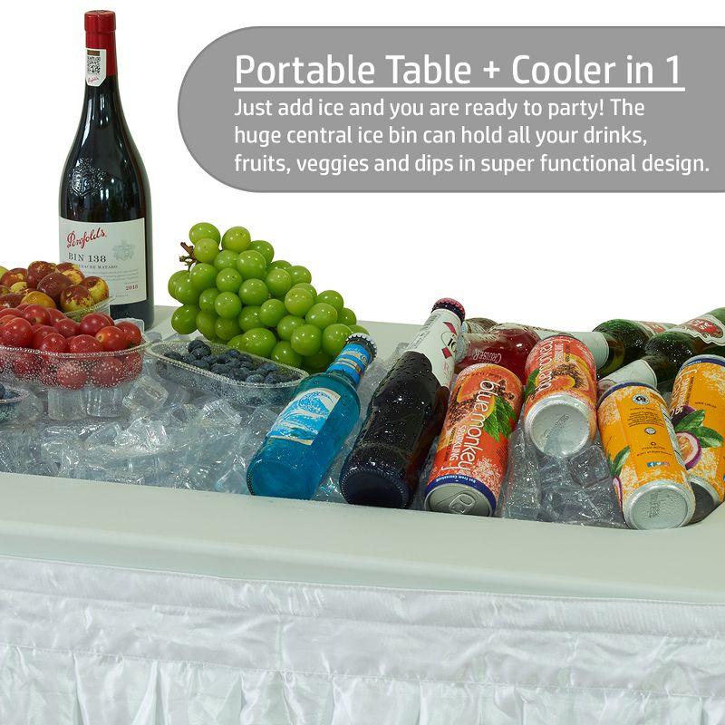 Modern Home 4' Portable Folding Party Ice Bin Table with Edge and Skirt - White