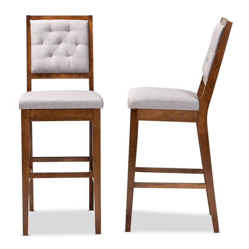 2pc Gideon Fabric Upholstered and Wood Barstool Set - Baxton Studio