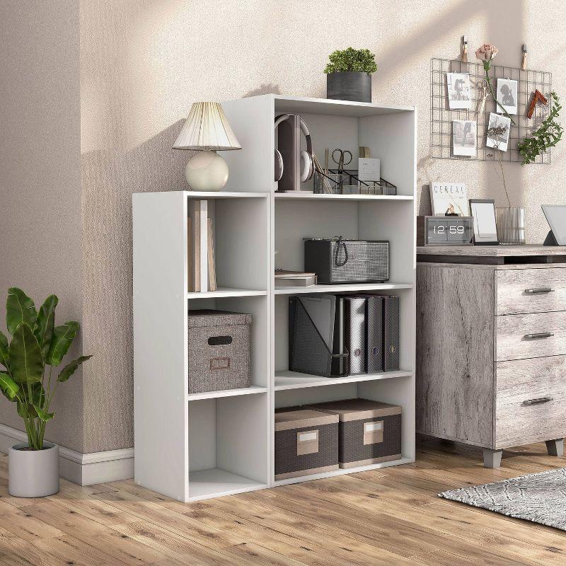 24/7 Shop At Home 46.9" Silkpath Modern 4 Tier Stackable and Modular Bookcase White: Modular Organizer, Open Shelving
