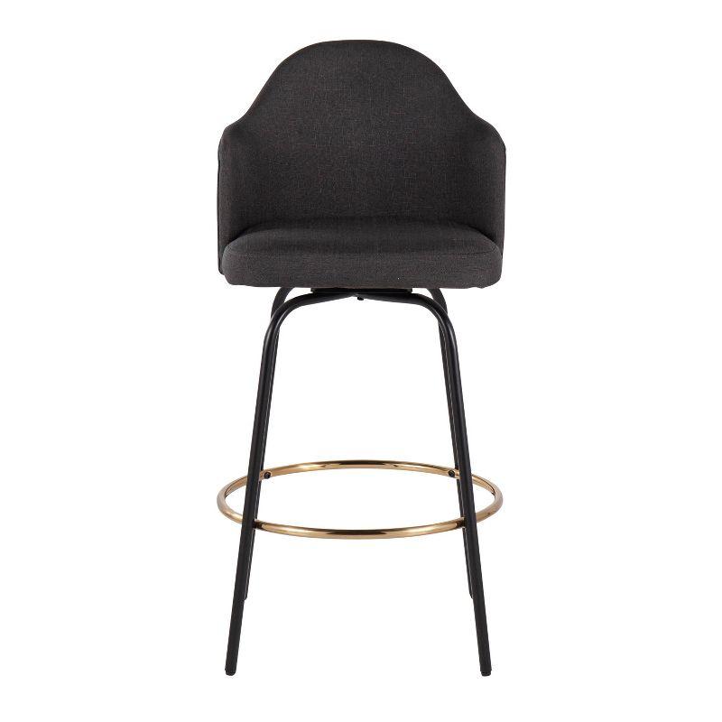 Set of 2 Ahoy Counter Height Barstools with Swivel Seat, Metal Frame - LumiSource: Upholstered, Fixed Height