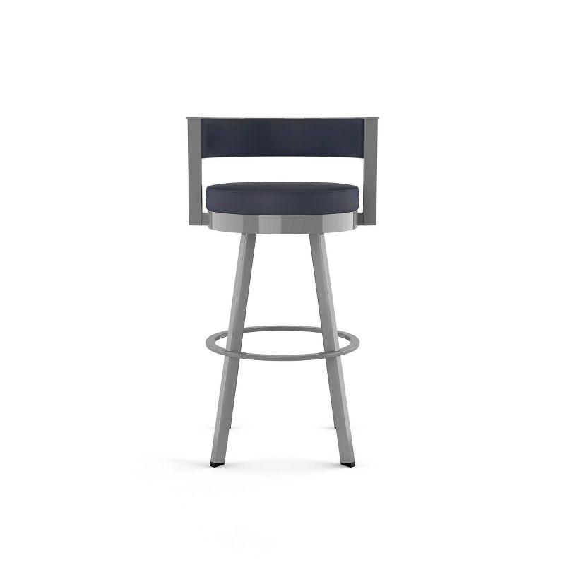 Navy Blue Faux Leather Swivel Counter Stool with Metal Frame