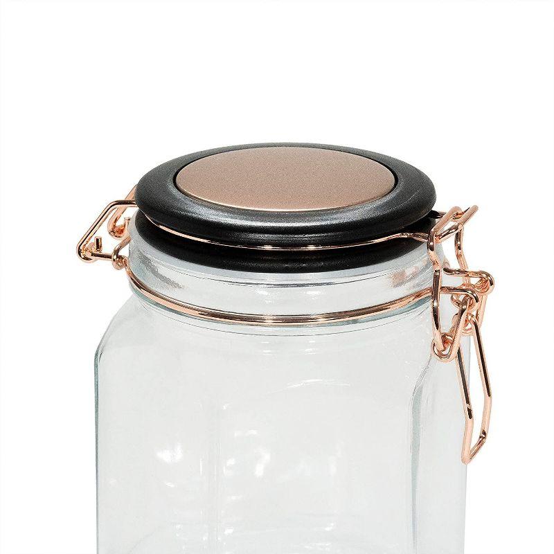 Extra Large Clear Glass Hexagon Canister with Copper Lid