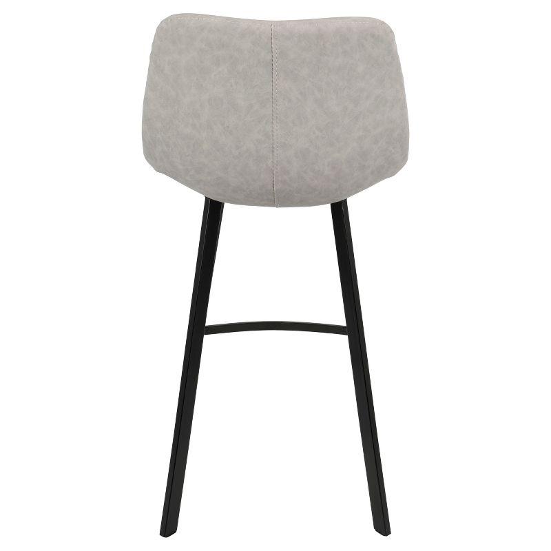 Modern Gray Faux Leather Counter Stools with Metal Frame - Set of 2