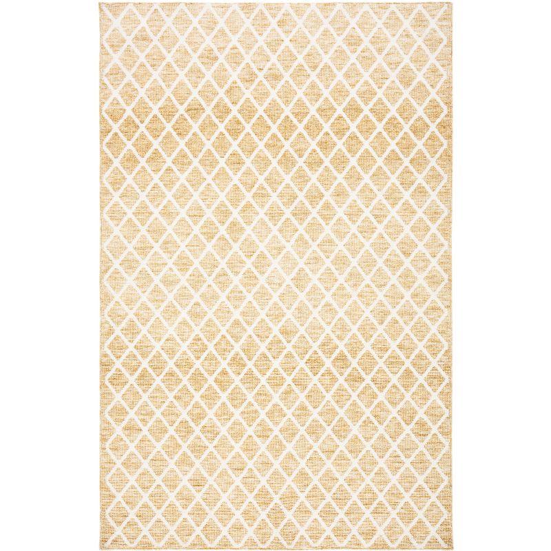 Gold and Ivory Trellis Design 5' x 8' Synthetic Area Rug