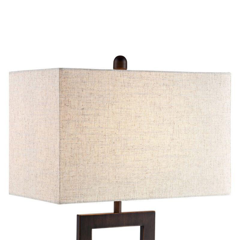 360 Lighting Todd Modern Table Lamps 30" Tall Set of 2 Bronze with USB and AC Power Outlet in Base Oatmeal Shade for Bedroom Living Room Bedside Desk